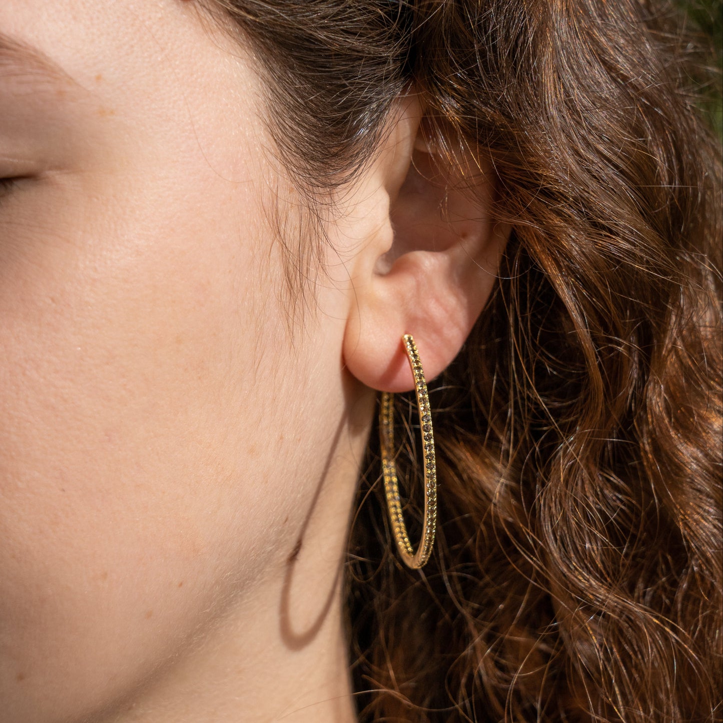 Smokin’ Hot Gold Large Pavé Hoops