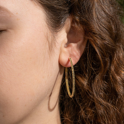 Smokin’ Hot Gold Large Pavé Hoops