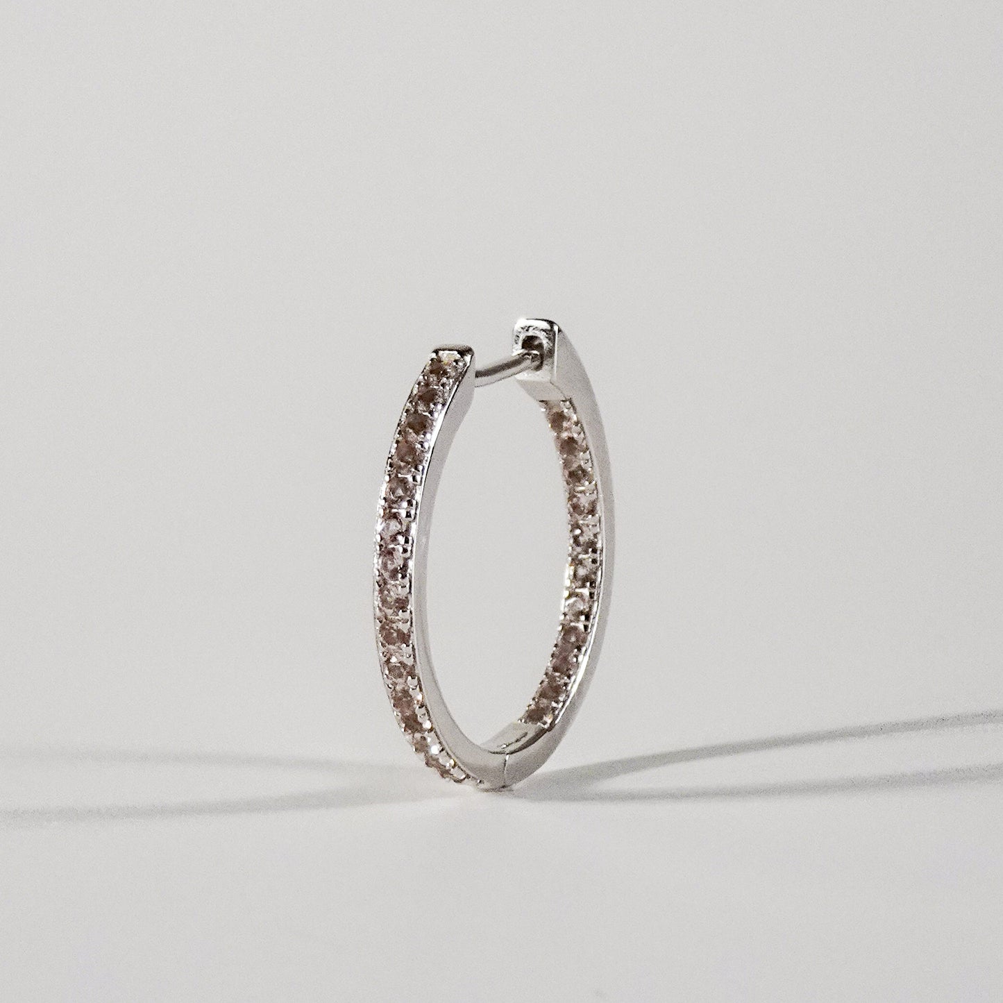Barely Blushed Silver Small Pavé Hoops