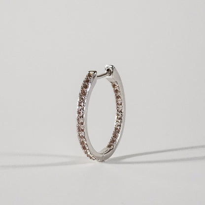 Barely Blushed Silver Small Pavé Hoops