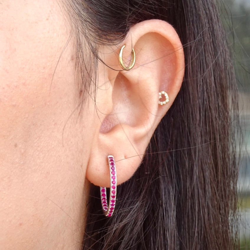 Spicy Glow Silver Small Pavé Hoops