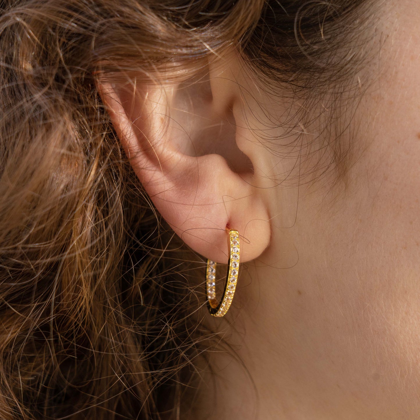 Barely Blushed Gold Small Pavé Hoops