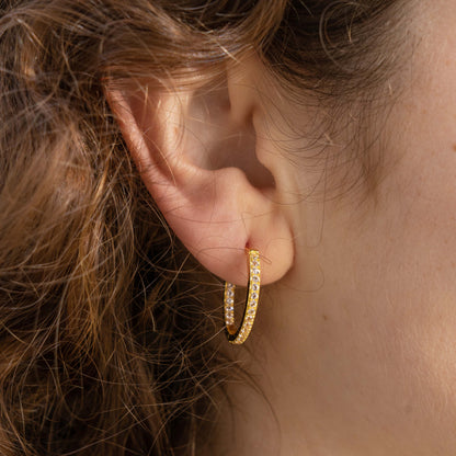 Barely Blushed Gold Small Pavé Hoops
